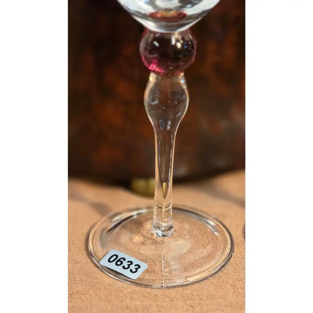Cordial Glasses Cranberry Bubble 3 pcs Vintage Mid Century Aperitif Liqueur 6”